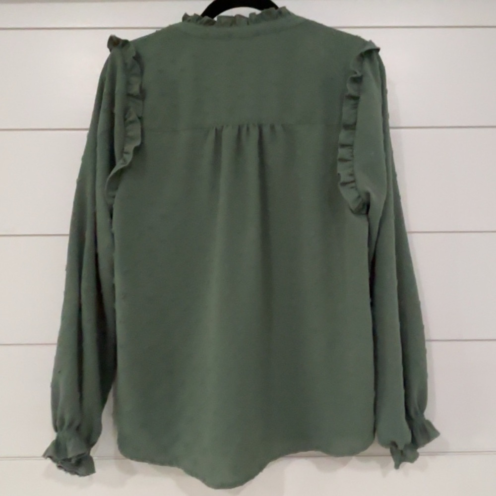 Democracy Swiss Dot Green Women's Top - Picture 5 of 5